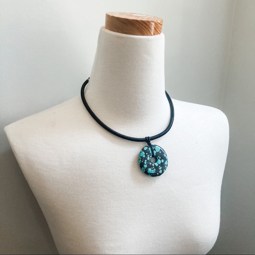 Round Turquoise Pendant Necklace